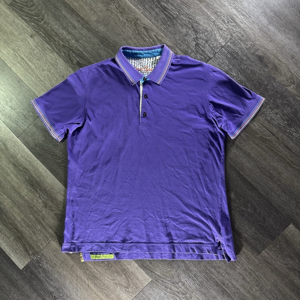 Robert Graham Polo Shirt Men's Large Purple Embroidered Classic Fit Golf Soft